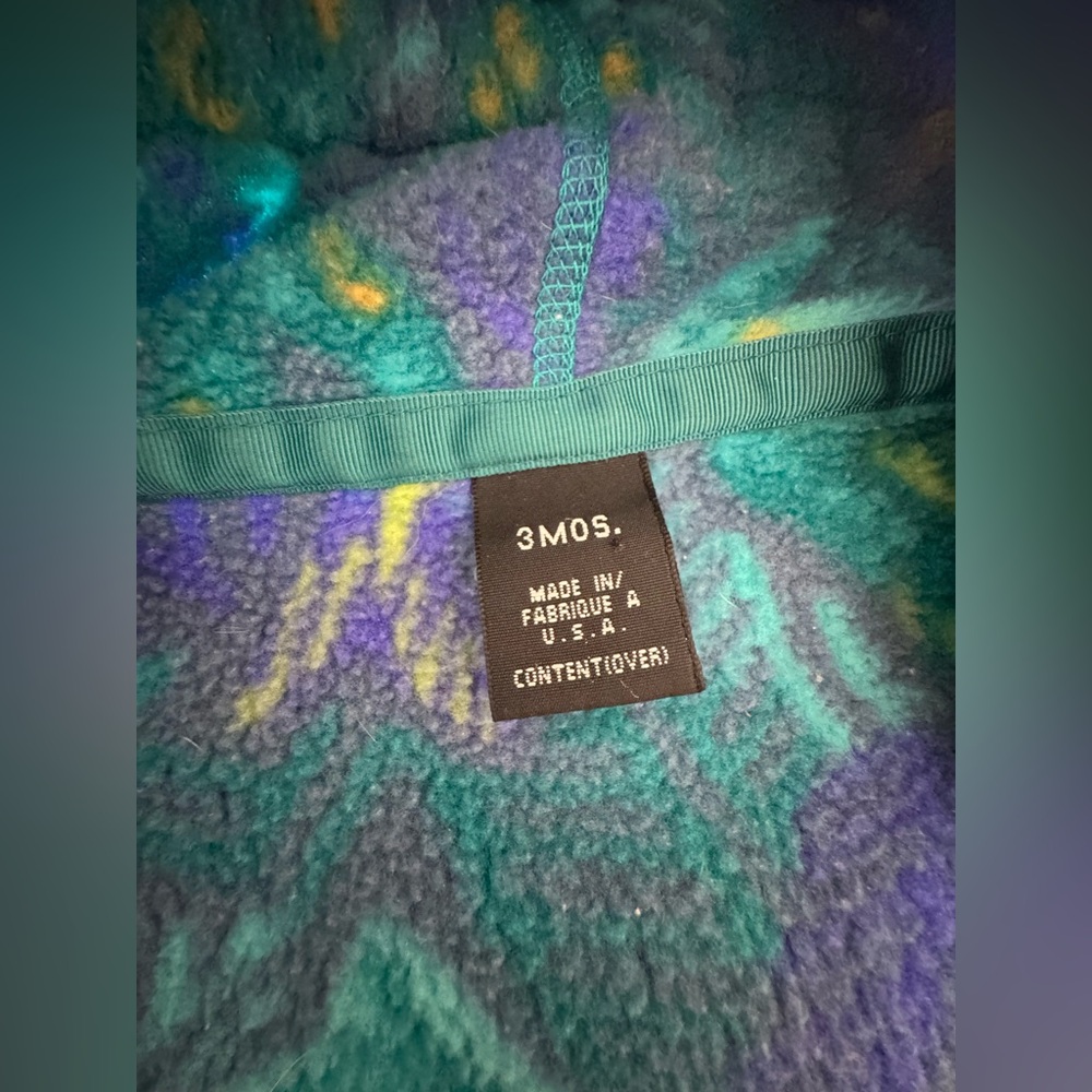 VTG Patagonia Fleece Bunting One Piece 3 Month Deep Sea Creatures 90s AOP - Picture 9 of 12